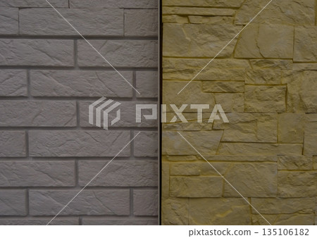 Different Types Of Artificial Masonry On The Wall  135106182