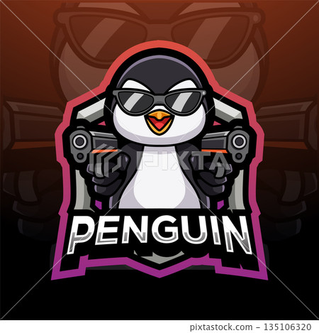 Penguin gunners mascot esport logo design 135106320