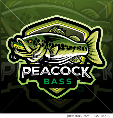 Peacock bass mascot esport logo design 135106329