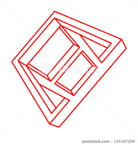 Optical illusion shapes. Optical art objects. Impossible figure. Escher style. Geometry.  135107269