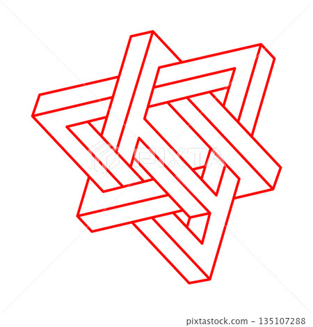 Impossible optical illusion shapes. Logo. Optical art objects. Impossible figures. Escher style. Geometry.  135107288