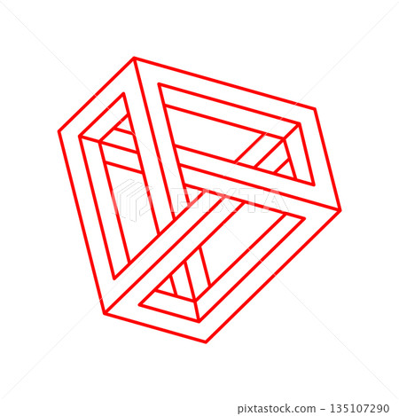 Impossible shapes. Logo. Sacred geometry. Optical illusion. Abstract eternal geometric object. Optical art. Impossible geometry symbol on a white background. Line art. Escher style. Impossible shapes. Logo. Sacred geometry. Optical illusion. Abstract eternal geometric object. Optical art. Impossible geometry symbol on a white background. Line art. Escher style. 135107290