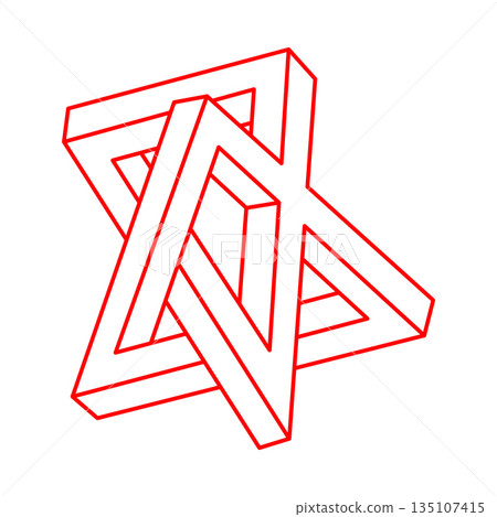 Impossible objects. Logo. Optical illusion shapes. 3d illustration. Geometric figure. Optical art. Impossible objects. Logo. Optical illusion shapes. 3d illustration. Geometric figure. Optical art. 135107415