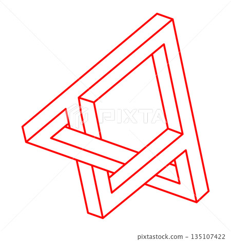 Impossible figure. Logo. Line design. Impossible shapes. Optical illusion objects. Optical art. Geometry.  135107422