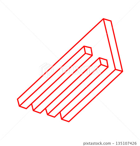 Impossible shapes, optical illusion figure vector. Logo. Escher paradox. Optical art object. Geometry.  135107426