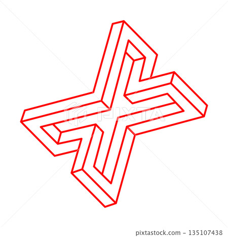 Impossible optical illusion shapes. Logo. Optical art object. Impossible figure. Unreal geometric object. Impossible optical illusion shapes. Logo. Optical art object. Impossible figure. Unreal geometric object. 135107438