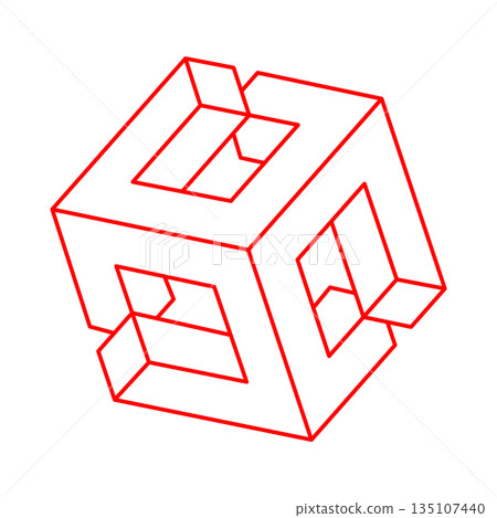 Optical illusion shapes. Optical art object. Impossible figure. Escher style. Sacred geometry.  135107440