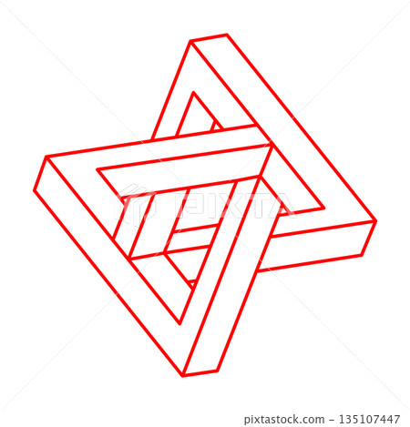 Impossible shapes. Sacred geometry. Logo. Optical illusion figure. Abstract eternal geometric objects. Optical art. Impossible geometry shape on a white background. Line art. Impossible shapes. Sacred geometry. Logo. Optical illusion figure. Abstract eternal geometric objects. Optical art. Impossible geometry shape on a white background. Line art. 135107447