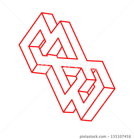 Impossible shapes. Optical illusion. Sacred geometry figure. Abstract eternal geometric objects. Impossible endless outline. Optical art. Impossible geometry shape on a white background. Impossible shapes. Optical illusion. Sacred geometry figure. Abstract eternal geometric objects. Impossible endless outline. Optical art. Impossible geometry shape on a white background. 135107458