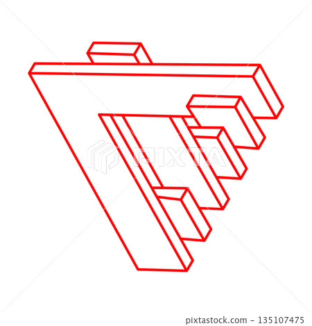 Impossible object. Logo. Optical illusion shapes. 3d illustration. Geometric figures. Optical art. Impossible object. Logo. Optical illusion shapes. 3d illustration. Geometric figures. Optical art. 135107475
