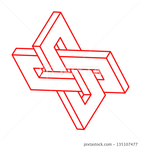 Impossible optical illusion shapes. Optical art objects. Impossible figure. Sacred geometry. Logo. Impossible optical illusion shapes. Optical art objects. Impossible figure. Sacred geometry. Logo. 135107477