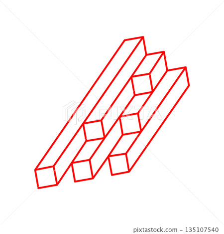 Impossible shape. Sacred geometry figures. Optical illusion. Abstract eternal geometric objects. Impossible endless outline. Optical art. Impossible geometry shape on a white background. Escher style. Impossible shape. Sacred geometry figures. Optical illusion. Abstract eternal geometric objects. Impossible endless outline. Optical art. Impossible geometry shape on a white background. Escher style. 135107540