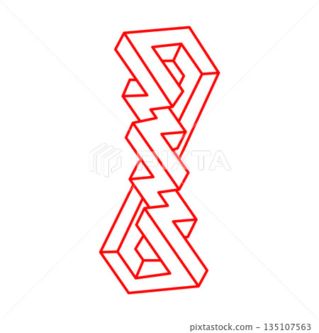 Impossible objects. Optical illusion shapes. 3d illustration. Logo. Geometric figures. Optical art. Impossible objects. Optical illusion shapes. 3d illustration. Logo. Geometric figures. Optical art. 135107563