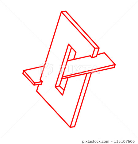Impossible shape, optical illusion, vector. Logo. Optical art objects. Geometric figure. Impossible shape, optical illusion, vector. Logo. Optical art objects. Geometric figure. 135107606