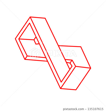 Illusion shapes. 3d geometry objects. Logo. Optical illusion figure. Sacred geometry. Optical art.  135107615