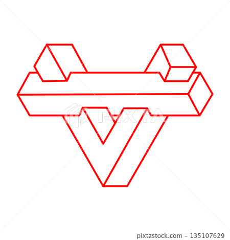 Optical illusion. Impossible shapes vector. Optical art objects. Geometric figures. Optical illusion. Impossible shapes vector. Optical art objects. Geometric figures. 135107629