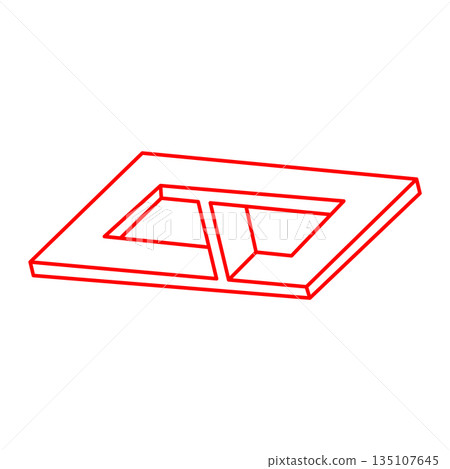 Logo. Impossible shapes. Sacred geometry. Optical illusion figure. Abstract eternal geometric objects. Optical art. Impossible geometry shape on a white background. Line art. Logo. Impossible shapes. Sacred geometry. Optical illusion figure. Abstract eternal geometric objects. Optical art. Impossible geometry shape on a white background. Line art. 135107645