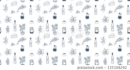 Italian Coastal Food Seamless Pattern Italian Coastal Food Seamless Pattern 135108292