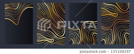 Abstract Gold Wood Ring Poster Series 135108297