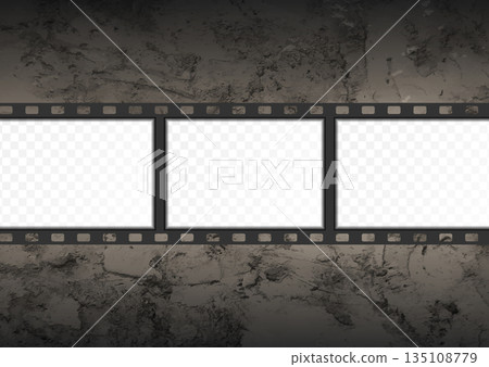 Blank film strip on the grunge wall texture abstract background Blank film strip on the grunge wall texture abstract background 135108779
