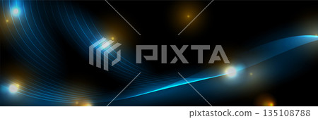 Shiny blue orange glowing neon linear waves abstract background Shiny blue orange glowing neon linear waves abstract background 135108788