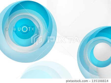 Bright blue and white glossy circles abstract minimal geometric background Bright blue and white glossy circles abstract minimal geometric background 135108814