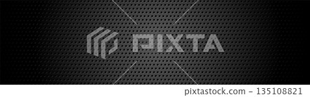Black perforated metal texture with circular holes, industrial and modern abstract background 135108821