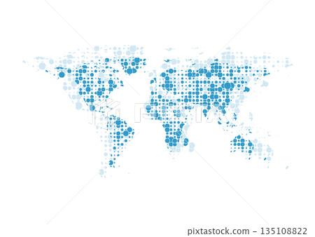 Bright blue minimal dotted world map abstract background Bright blue minimal dotted world map abstract background 135108822