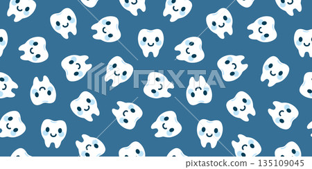 可愛的牙齒無縫背景圖片 可愛的牙齒無縫背景圖片 135109045