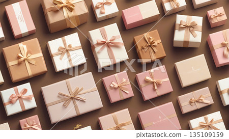 時尚禮盒背景材質，色彩柔和，3D效果 135109159