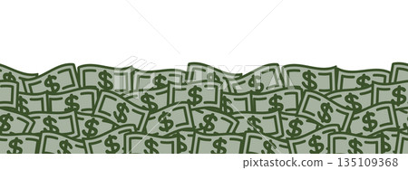 成堆鈔票的無縫背景圖。 135109368