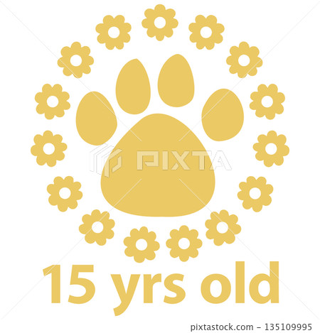 Cute Pet Age Flower Paw Gold 15 135109995