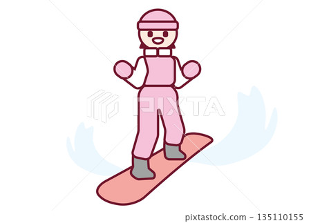 圖：一個女孩正在享受單板滑雪的樂趣 135110155