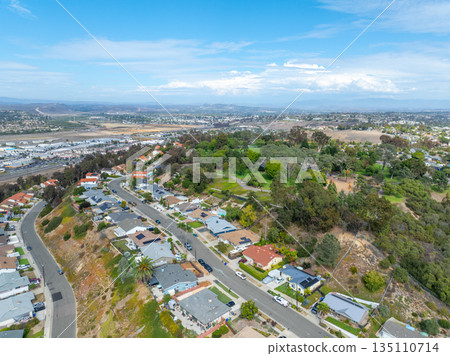 Aerial view of houses in Oceanside town in San Diego, California. USA 135110714