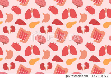 Seamless background image of illustrations of organs. Seamless background image of illustrations of organs. 135110977