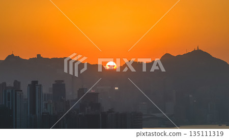 Jan 4 2026 Golden Sunset Over The Peak tower Hong Kong 135111319