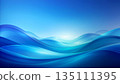 抽象背景，藍色波浪蔓延 | 清新的藍色漸變和流暢的線條 135111395