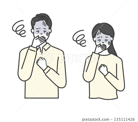 噁心嘔吐的男女插圖向量素材 135111426