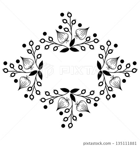Floral frame for invitation in doodle style vector illustration 135111881