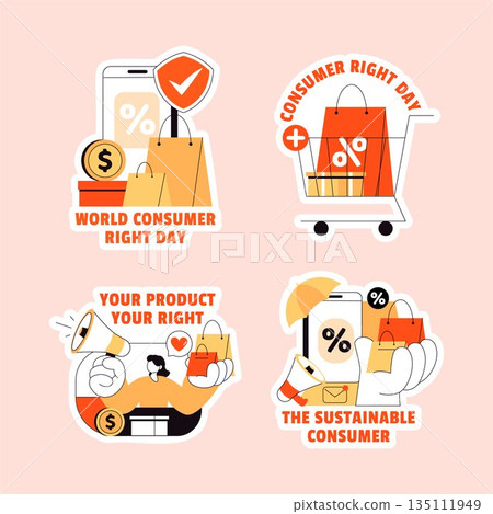 Human Rights Day Label Flat Cartoon Hand Drawn Background Illustration 135111949