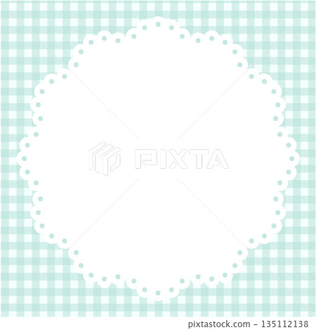 Vector illustration of lace frame. Gingham check Vector illustration of lace frame. Gingham check 135112138