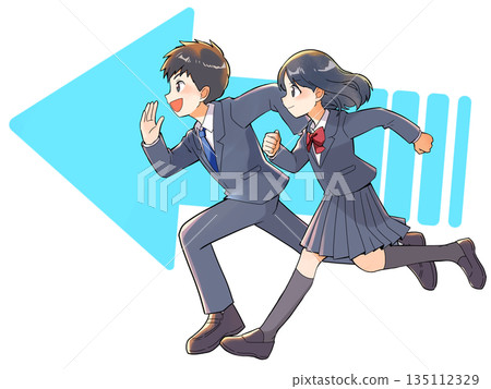 Arrow and running student Arrow and running student 135112329
