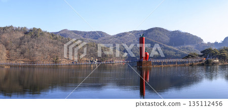 Cheonjangho suspension bridge shaped like red pepper. 135112456