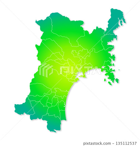 Miyagi prefecture and municipalities map 135112537