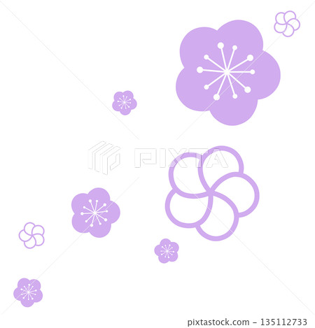 兩種淡紫色花朵的簡單插圖 135112733