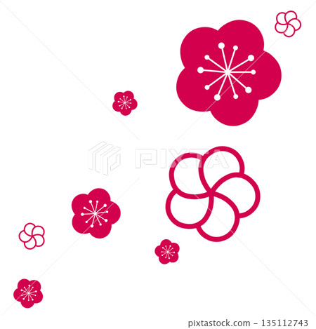 兩種亮粉色花朵的簡單插圖 兩種亮粉色花朵的簡單插圖 135112743
