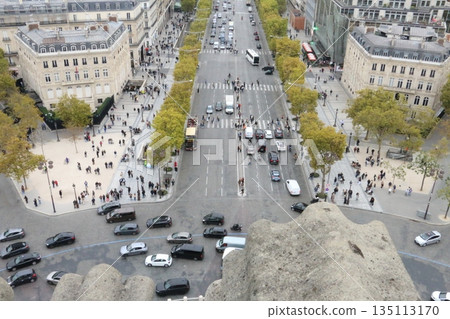 View of the Champs-Élysées from the Arc de Triomphe observation deck View of the Champs-Élysées from the Arc de Triomphe observation deck 135113170