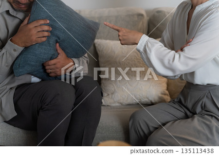 Fighting middle-aged couple lifestyle image Fighting middle-aged couple lifestyle image 135113438