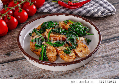 Roasted chicken breast with spinach Roasted chicken breast with spinach 135113653