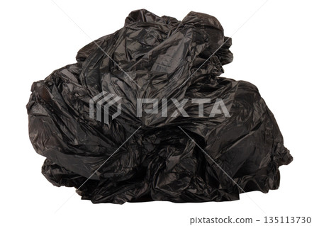 garbage bag is crumpled isolated on white background garbage bag is crumpled isolated on white background 135113730